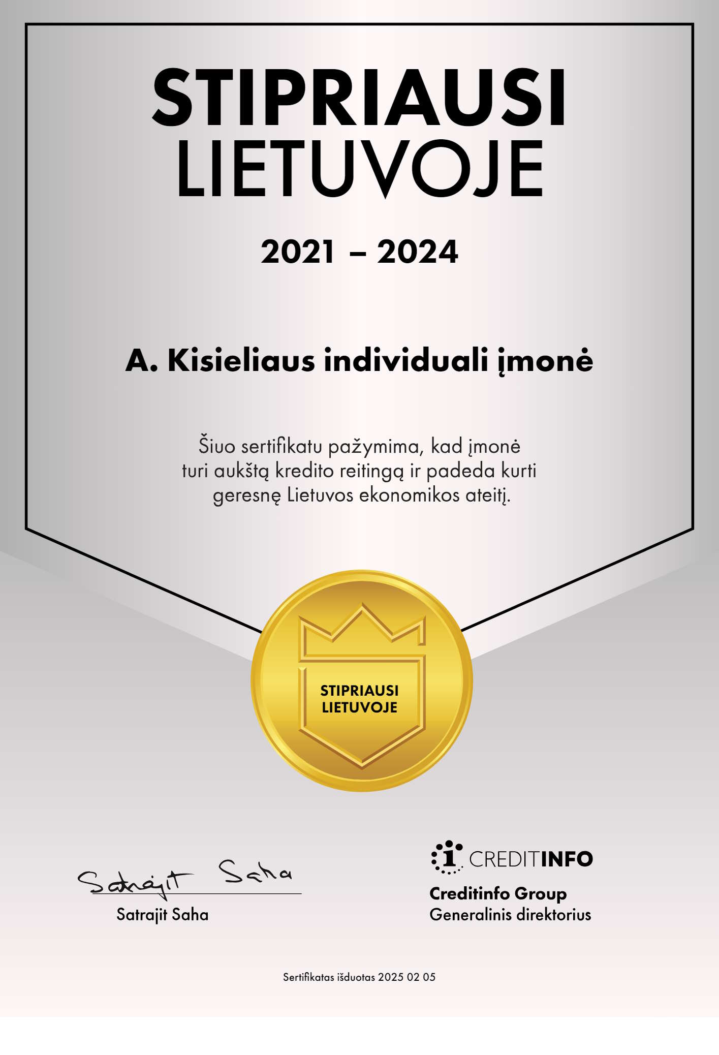 Certificate 2021 2024